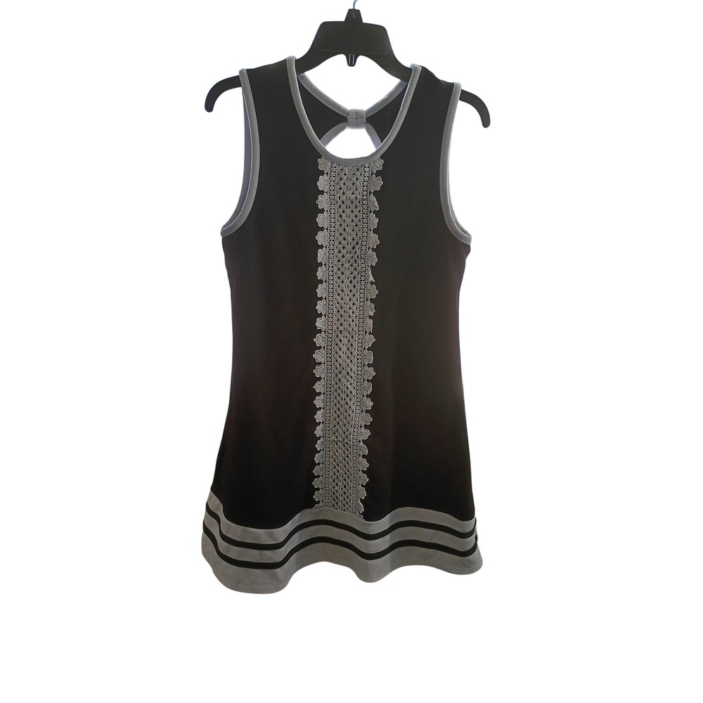 Bonnie Jean Girls Black White Lace Panel Sleeveless Dress Keyhole Back Size 20.5